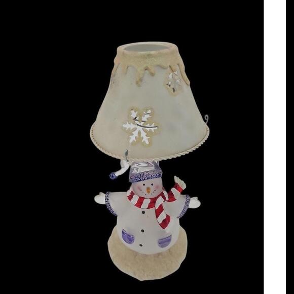 Snowman 10" Candle Tealight‎ Holder Snowflakes Scarf w/ Lampshade Kohls - Picture 1 of 6